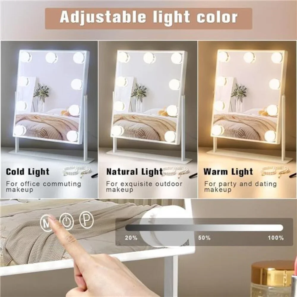 Vanity Mirror with Lights Hollywood Lighted Makeup Mirror with 9 Dimmable Bulbs